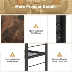 Tangkula 3-Tier Industrial Side Table Nightstand With Removable Mesh Metal Shelf Adjustable Leveling Foot Pads End Table 15 Tangkula 3-Tier Industrial Side Table Nightstand With Removable Mesh Metal Shelf Adjustable Leveling Foot Pads End Table -Tangkula GUEST 9a351dcf db3d 44f3 bead ab8e19c3128a