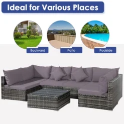 Tangkula 7 PCS Outdoor Patio Furniture Set All-Weather PE Rattan Sofa Set W/Coffee Table & Cushions -Tangkula GUEST 9a75ae0e 03bd 4f84 a0e1 6b251815e1c0