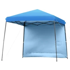 Tangkula 10x10 Ft Pop Up Canopy Tent One Person Set-up Instant Shelter With Central Lock W/ Roll-up Side Wall