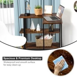 Tangkula Sofa Side Table W/Storage Shelves Mobile End Table Rolling Couch Table Desk For Living Room Bedroom -Tangkula GUEST 9abd87e6 fb77 4cc8 a25e 8e75cf80ffa4