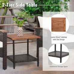 Tangkula 3PCS Patio Conversation Furniture Set PE Rattan Sofa Set W/Wood Top Table 14 Tangkula 3PCS Patio Conversation Furniture Set PE Rattan Sofa Set W/Wood Top Table -Tangkula GUEST 9b0f1182 3d96 41cf 94bb 16b0dbc34779