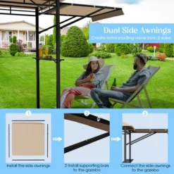Tangkula 13.5'x 4'Patio BBQ Grill Gazebo Side Awnings Shelves 2-Tier Canopy Outdoor 17 Tangkula 13.5'x 4'Patio BBQ Grill Gazebo Side Awnings Shelves 2-Tier Canopy Outdoor -Tangkula GUEST 9b8190d2 b026 4441 993e 3ddcc4a86d77