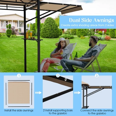 Tangkula 13.5'x 4'Patio BBQ Grill Gazebo Side Awnings Shelves 2-Tier Canopy Outdoor 9 Tangkula 13.5'x 4'Patio BBQ Grill Gazebo Side Awnings Shelves 2-Tier Canopy Outdoor - Image 8