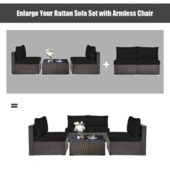 Tangkula 2PCS Patio Sectional Armless Sofas Outdoor Rattan Furniture Set W/ Cushions Black 16 Tangkula 2PCS Patio Sectional Armless Sofas Outdoor Rattan Furniture Set W/ Cushions Black -Tangkula GUEST 9ba858ae 682d 4cea 8741 366e11ccf82e