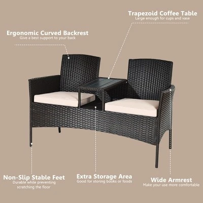 Tangkula Outdoor Rattan Furniture Wicker Conversation Chair Patented 6 Tangkula Outdoor Rattan Furniture Wicker Conversation Chair Patented - Image 4