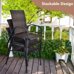 Tangkula 6PCS Outdoor PE Wicker Stacking Dining Chairs Patio Arm Chairs -Tangkula GUEST 9c99cf4c 8f0c 4933 835c 20552edbfd6d