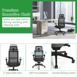 Tangkula High Back Mesh Office Chair Ergonomic Executive Chair Swivel Computer Task Chair W/ Headrest Black/ Gray 15 Tangkula High Back Mesh Office Chair Ergonomic Executive Chair Swivel Computer Task Chair W/ Headrest Black/ Gray -Tangkula GUEST 9d304296 a84b 4004 9c1d 04e9fe5324e9
