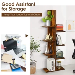 Tangkula Modern Multi-Layer Bookshelf Floor Standing Bookcase W/Anti-fall Device Storage Rack For Home Office Rustic -Tangkula GUEST 9db257e2 1a9a 4108 8433 ca534afb9e78