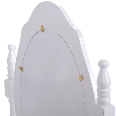 Tangkula Oval Mirror 4 Drawer Vanity Mirror Makeup Table W/ Cushioned Stool White 7 Tangkula Oval Mirror 4 Drawer Vanity Mirror Makeup Table W/ Cushioned Stool White - Image 5