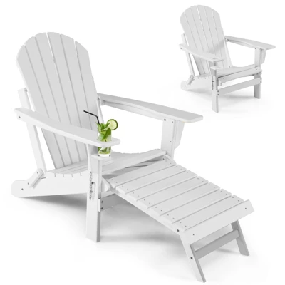 Tangkula Adirondack Chair W/Ergonomic Design&Ottoman Outdoor Armchair HDPE Chair For Yard&Patio Black/Coffee/Grey/Turquoise/White 13 Tangkula Adirondack Chair W/Ergonomic Design&Ottoman Outdoor Armchair HDPE Chair For Yard&Patio Black/Coffee/Grey/Turquoise/White - Image 11