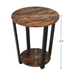 Tangkula 2 PCS 2-Tier Industrial Round End Table Metal Sofa Side Table With Storage Shelf -Tangkula GUEST 9ead3c34 bbf2 4e83 a934 ca5afe57d05b