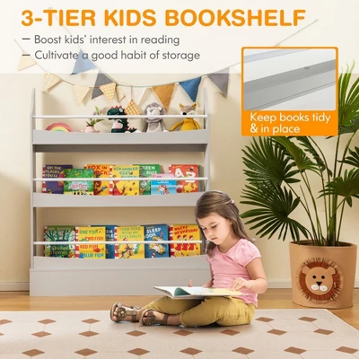 Tangkula 3-Tier Kids Bookshelf Toy Storage Bookcase Rack Wall W/ Anti-toppling Kits 8 Tangkula 3-Tier Kids Bookshelf Toy Storage Bookcase Rack Wall W/ Anti-toppling Kits - Image 6