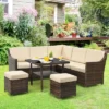 Tangkula 6PCS Patio Rattan Furniture Set All-Weather Sectional Cushioned Sofa Ottoman Dining Table Lower Shelf 2 Tangkula 6PCS Patio Rattan Furniture Set All-Weather Sectional Cushioned Sofa Ottoman Dining Table Lower Shelf -Tangkula GUEST 9fd7ec45 770b 4017 87ac 3fe12d9bd5ae