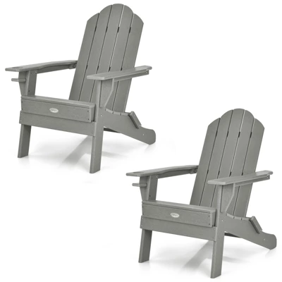 Tangkula 2PCS Folding Adirondack Chair Outdoor Adirondack Chair Weather Resistant Lounger For Backyard Porch Poolside Turquoise/Grey/White/Black 11 Tangkula 2PCS Folding Adirondack Chair Outdoor Adirondack Chair Weather Resistant Lounger For Backyard Porch Poolside Turquoise/Grey/White/Black - Image 9