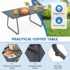 Tangkula 4PCS Metal Outdoor Conversation Set Patio Furniture Set W/ Glass Table 16 Tangkula 4PCS Metal Outdoor Conversation Set Patio Furniture Set W/ Glass Table -Tangkula GUEST a06937e0 21cd 4724 9f0e 3aba22ed7a52