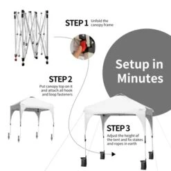 Tangkula Pop-up Canopy Tent 6.6’ X 6.6’ Height Adjustable Commercial Instant Canopy W/ Portable Roller Bag Blue/ White/ Grey -Tangkula GUEST a1697ee9 9406 4d44 ad05 7ac588b4be6c