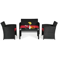 Tangkula 4 Piece Outdoor Patio Rattan Furniture Set Red Cushioned Seat For Garden, Porch, Lawn 13 Tangkula 4 Piece Outdoor Patio Rattan Furniture Set Red Cushioned Seat For Garden, Porch, Lawn -Tangkula GUEST a16c763c ad5c 4f5d 9457 4af8c15b2e1b