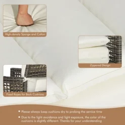 Tangkula 3PCS Patio Wicker Bistro Set Furniture Set PE Rattan Table Set W/ Off White Cushions -Tangkula GUEST a18a3b3b d592 4d12 bf75 18cd14e0c867