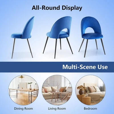 Tangkula Dining Chair Set Of 4 Velvet Upholstered Side Chair W/ Metal Base For Living Room 8 Tangkula Dining Chair Set Of 4 Velvet Upholstered Side Chair W/ Metal Base For Living Room - Image 6