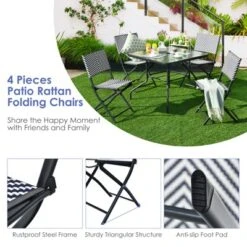 Tangkula Set Of 4 Patio PE Rattan Folding Chairs Dining Chairs With Anti-rust Frame For Garden Backyard 15 Tangkula Set Of 4 Patio PE Rattan Folding Chairs Dining Chairs With Anti-rust Frame For Garden Backyard -Tangkula GUEST a2addb67 2900 4287 b05b 60271b89d19e