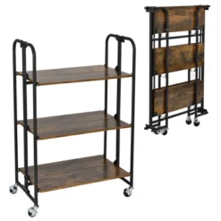 Tangkula 3-Tier Folding Bar Cart Kitchen Serving Island Utility Cart Storage Shelves 15 Tangkula 3-Tier Folding Bar Cart Kitchen Serving Island Utility Cart Storage Shelves -Tangkula GUEST a4064095 e766 4b60 a90e 08a70c978f7a