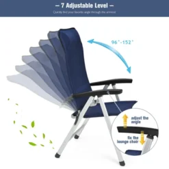 Tangkula 2PCS Outdoor Patio Folding Dining Chairs With Reclining Backrest And Headrest Navy -Tangkula GUEST a42259a7 9078 429a 82ae 09e4343b7ffc