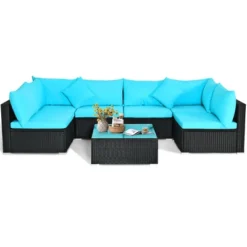 Tangkula 7-Piece Patio PE Rattan Sectional Sofa Furniture Set Wicker Sofa Conversation Set -Tangkula GUEST a4447225 c636 47e7 8bd1 a718ce244384