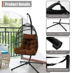 Tangkula Swing Egg Chair Hanging Basket Chair W/Stand Waterproof Cover & Cushion -Tangkula GUEST a48d348b e763 4e15 8a72 a2bccccbdd22