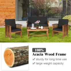 Tangkula 4PCS Patio Acacia Wood Sofa Set Conversation Couch Coffee Table With Cushions 15 Tangkula 4PCS Patio Acacia Wood Sofa Set Conversation Couch Coffee Table With Cushions -Tangkula GUEST a775cfb7 c4dd 4138 a1d4 0b8fa56d1637