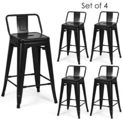 Tangkula Set Of 4 Metal Bar Stools 24" Industrial Chair Low Back Black 17 Tangkula Set Of 4 Metal Bar Stools 24" Industrial Chair Low Back Black -Tangkula GUEST a7b3eff5 36f3 4e6f 9312 d5f917ca5f69