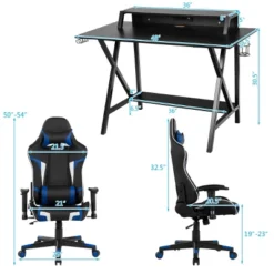 Tangkula Gaming Desk& Massage Gaming Chair Set Gamer Workstation With Headphone Hook -Tangkula GUEST a9249fb4 3ec3 45bb acac 00b71e262383