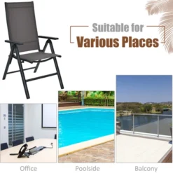 Tangkula 2 Pack Folding Dining Chairs Adjustable Reclining Back Chairs Suitable For Outdoor & Indoor Gray 10 Tangkula 2 Pack Folding Dining Chairs Adjustable Reclining Back Chairs Suitable For Outdoor & Indoor Gray -Tangkula GUEST a955391d 9064 4e10 91a6 f62804127433