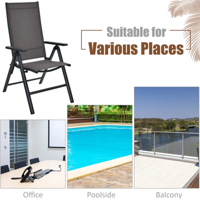 Tangkula 2 Pack Folding Dining Chairs Adjustable Reclining Back Chairs Suitable For Outdoor & Indoor Gray 5 Tangkula 2 Pack Folding Dining Chairs Adjustable Reclining Back Chairs Suitable For Outdoor & Indoor Gray - Image 4