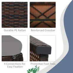 Tangkula 2 PCS Outdoor Wicker Ottoman Patio Rattan Furniture Metal Footrest Seat Square Footstool With Cushion -Tangkula GUEST a95663f5 c92e 4c40 b81e aaecb4142bf8