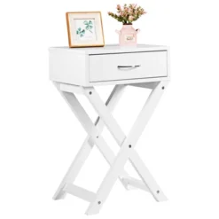 Tangkula 2PCS Modern Versatile Nightstand X-shape Wooden End Table With Drawer Accent Side Table For Bedroom Black/White 21 Tangkula 2PCS Modern Versatile Nightstand X-shape Wooden End Table With Drawer Accent Side Table For Bedroom Black/White -Tangkula GUEST a9667e63 69a6 4807 90ca 90e2ac8041b4 1