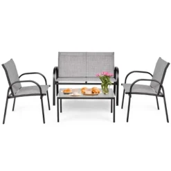 Tangkula 4PCS Chairs Set Coffee Table Patio Garden Modern Furniture Brand New -Tangkula GUEST aa80f959 5664 4b3e b15f 905cc425375b