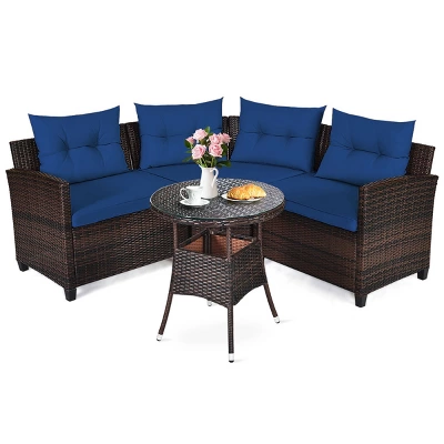 Tangkula 4PCS Outdoor Patio Conversation Set Wicker Rattan Sectional Sofa W/Cushions 12 Tangkula 4PCS Outdoor Patio Conversation Set Wicker Rattan Sectional Sofa W/Cushions - Image 10