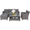 Tangkula 4PCS Patio Rattan Furniture Set Outdoor Wicker Sofa Loveseat Set W/Extra Cushion Gray -Tangkula GUEST abc29bea 0f1d 4322 85b9 ad1313eaf5f3