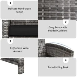 Tangkula 4-Piece Outdoor Patio Furniture Set Rattan Wicker Conversation Sofa Set Black -Tangkula GUEST ad13bcf0 c058 4e80 a5f0 29cd91ee6e05