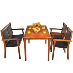 Tangkula 4 Pieces Outdoor Dining Furniture Set Patio Space-Saving PE Rattan Dining Set W/Umbrella Hole 8 Tangkula 4 Pieces Outdoor Dining Furniture Set Patio Space-Saving PE Rattan Dining Set W/Umbrella Hole -Tangkula GUEST ad4b3e12 610d 4597 939c 9fb65afbddd4
