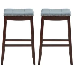 Tangkula Set Of 4 Saddle Bar Stools Backless Nailhead Counter Stool With Grey Cushions Coffee/White 22 Tangkula Set Of 4 Saddle Bar Stools Backless Nailhead Counter Stool With Grey Cushions Coffee/White -Tangkula GUEST aecaf729 bf8f 49bd bf81 699a95490e34