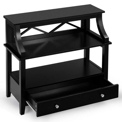 Tangkula 3-Tier End Table Storage Shelf Chair Multipurpose Side Table W/ Drawer 4 Tangkula 3-Tier End Table Storage Shelf Chair Multipurpose Side Table W/ Drawer - Image 2