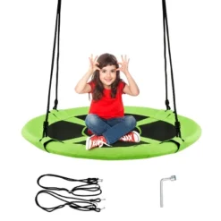 Tangkula 40" Kids'Saucer Tree Swing Seat Indoor Outdoor Play Set Grren/ Blue -Tangkula GUEST af39b404 1220 412d bcb9 16a0e718962e