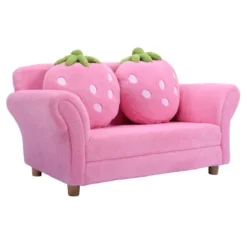 Tangkula Kids Sofa Cute Sofa Strawbwrry Sponge Filler Upholstered Lounge W/ Armrest -Tangkula GUEST af4c6a54 2830 4608 ada4 896b0c737b3d