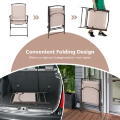 Tangkula 2/4 Piece Patio Folding Chairs Outdoor Dining Chairs W/ Breathable Fabric Heavy Duty Steel & Rustproof Steel Frame -Tangkula GUEST af5d851f e120 44d7 ac92 cb538c2ae867