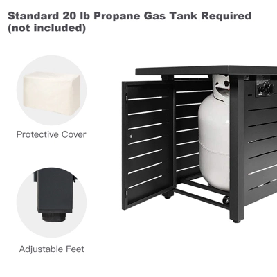 Tangkula 9 PCS Rattan Dinning Set Wicker Sofa W/Propane Gas Fire Pit 60,000 Btu Heater 11 Tangkula 9 PCS Rattan Dinning Set Wicker Sofa W/Propane Gas Fire Pit 60,000 Btu Heater - Image 9