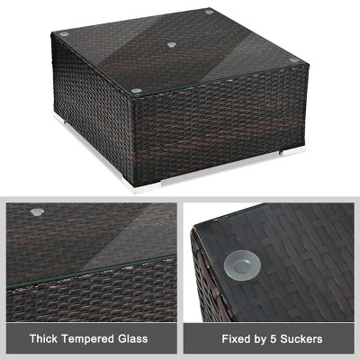 Tangkula 5PCS Patio Rattan Wicker Sofa Furniture Set Sectional Conversation Sofa Set Blue 7 Tangkula 5PCS Patio Rattan Wicker Sofa Furniture Set Sectional Conversation Sofa Set Blue - Image 5