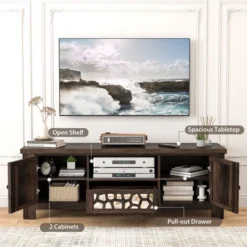 Tangkula 55" Retro TV Stand Media Entertainment Center W/ Mirror Doors & Drawer Brown 16 Tangkula 55" Retro TV Stand Media Entertainment Center W/ Mirror Doors & Drawer Brown -Tangkula GUEST afde210f 5f93 430f bd08 12a2ad2f3d5f