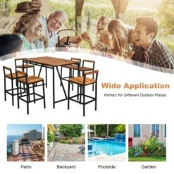 Tangkula 7PCS Patio Rattan Bar Set With Umbrella Hole Wood High-Dining Bistro Set With 6 Bar Stools For Poolside&Garden 13 Tangkula 7PCS Patio Rattan Bar Set With Umbrella Hole Wood High-Dining Bistro Set With 6 Bar Stools For Poolside&Garden -Tangkula GUEST b0250c4b 7ae0 4da9 8a1b c31b5d9d0070