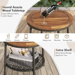 Tangkula 3PCS Patio Wicker Bistro Set Furniture Set PE Rattan Table Set W/ Off White Cushions -Tangkula GUEST b0338f05 8c7a 4e7a 9300 0f2d7ac676d5